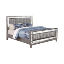 Load image into Gallery viewer, Leighton Collection - Metallic - Leighton Eastern King Panel Bed With Mirrored Accents Mercury Metallic