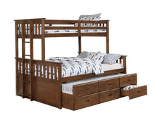 Load image into Gallery viewer, Atkin Bunk Bed - Atkin Twin Extra Long Over Queen 3-drawer Bunk Bed Weathered Walnut