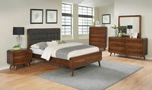 Load image into Gallery viewer, Robyn - Dark Grey - Robyn Queen Bed With Upholstered Headboard Dark Walnut