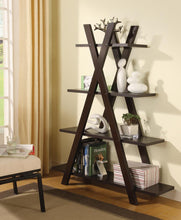 Load image into Gallery viewer, Home Office : Bookcases - 4-tier Crisscross Bookcase Cappuccino