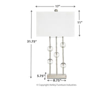 Load image into Gallery viewer, Jaala - Clear/Silver Finish - Metal Lamp (1/CN)