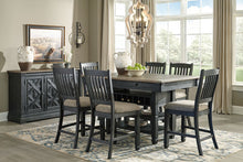Load image into Gallery viewer, Tyler Creek - Black/Gray - 7 Pc. - Rectangular Dining Room Counter Table, 6 Upholstered Barstools