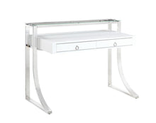 Load image into Gallery viewer, Gemma Collection - Gemma 2-drawer Writing Desk Glossy White And Chrome
