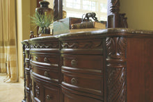 Load image into Gallery viewer, North Shore - Dark Brown - 8 Pc. - Dresser, Mirror, King Poster Bed with Canopy, Nightstand