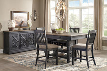 Load image into Gallery viewer, Tyler Creek - Black/Gray - 7 Pc. - Rectangular Dining Room Counter Table, 6 Upholstered Barstools