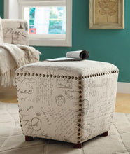 Load image into Gallery viewer, Accents : Ottomans - Off White/grey - Upholstered Ottoman With Nailhead Trim Off White And Grey