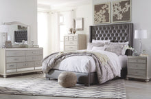 Load image into Gallery viewer, Coralayne - Gray - 4 Pc. - Dresser, Mirror, Queen Upholstered Bed