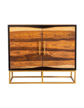 Load image into Gallery viewer, 2-door Accent Cabinet Black Walnut And Gold