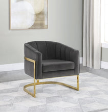 Load image into Gallery viewer, Dark Grey - Tufted Barrel Accent Chair Dark Grey And Gold