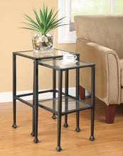 Load image into Gallery viewer, 2-piece Glass Top Nesting Tables Black