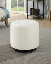 Load image into Gallery viewer, Accents : Ottomans - White - Round Upholstered Ottoman White