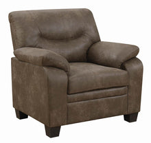 Load image into Gallery viewer, Brown - Meagan Upholstered Chair Brown With Pillow Top Arms