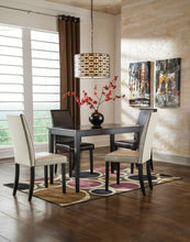 Load image into Gallery viewer, Kimonte - Dark Brown - 5 Pc. - Rectangular Dining Room Table, 4 Upholstered Side Chairs
