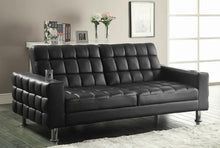 Load image into Gallery viewer, Living Room : Sofa Beds - Dark Brown - Pacheco Adjustable Sofa Bed With Cup Holders Dark Brown