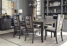 Load image into Gallery viewer, Chadoni - Gray - 9 Pc. - Rectangular Dining Room Extension Table, 8 Upholstered Side Chairs