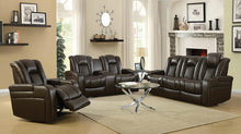Load image into Gallery viewer, Delangelo Motion Collection - Brown - Delangelo Power^2 Loveseat With Drop-down Table Brown