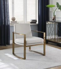Load image into Gallery viewer, Cream - Concave Metal Arm Accent Chair Cream And Bronze