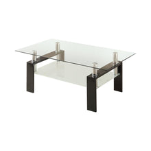 Load image into Gallery viewer, Living Room: Glass Top Occasional Tables - Tempered Glass Coffee Table With Shelf Black