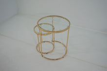Load image into Gallery viewer, 2-piece Round Glass Top Nesting Tables Gold
