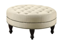 Load image into Gallery viewer, Accents : Ottomans - Oatmeal - Traditional Round Cocktail Ottoman