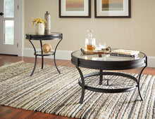 Load image into Gallery viewer, Living Room : Industrial/rustic Occasional Tables - Round Glass Top End Table Black