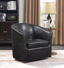 Load image into Gallery viewer, Accents : Chairs - Dark Brown - Upholstery Sloped Arm Accent Swivel Chair Dark Brown
