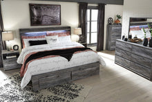 Load image into Gallery viewer, Baystorm - Gray - 6 Pc. - Dresser, Mirror, King Panel Bed with 2 Storage Drawers