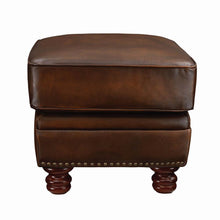 Load image into Gallery viewer, Montbrook Collection - Hand Rubbed Brown - Montbrook Nailheads Ottoman Hand Rubbed Brown
