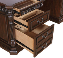 Load image into Gallery viewer, Tucker Collection - Tucker 5-drawer Double Pedestal Executive Desk Rich Brown