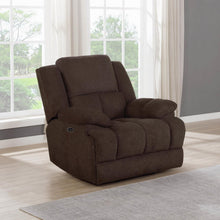 Load image into Gallery viewer, Brown - Waterbury Upholstered Power Glider Recliner Brown
