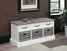 Load image into Gallery viewer, 3-drawer Storage Bench White And Weathered Grey