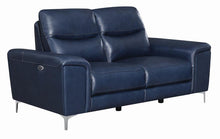 Load image into Gallery viewer, Largo Motion Collection - Ink Blue Velvet - Largo Upholstered Power Loveseat Ink Blue