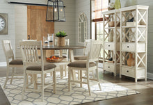 Load image into Gallery viewer, Bolanburg - Two-tone - 7 Pc. - Round Drop Leaf Counter Table, 6 Upholstered Barstools