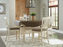 Load image into Gallery viewer, Bolanburg - Two-tone - 7 Pc. - Round Drop Leaf Counter Table, 6 Upholstered Barstools