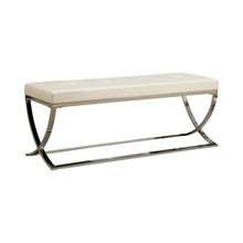 Load image into Gallery viewer, White - Bench With Metal Base White And Chrome