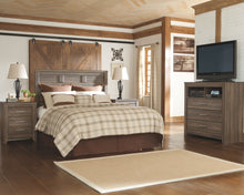 Load image into Gallery viewer, Juararo - Dark Brown - 3 Pc. - Dresser, Mirror, Queen Panel Headboard