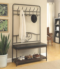 Load image into Gallery viewer, Black - Hall Tree With 6-hook Dark Walnut And Dark Bronze