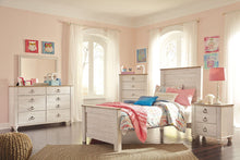 Load image into Gallery viewer, Willowton - Whitewash - 5 Pc. - Dresser, Mirror, Twin Panel Bed
