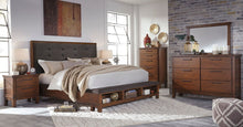 Load image into Gallery viewer, Ralene - Medium Brown - 5 Pc. - Dresser, Mirror, Queen Upholstered Panel Bed