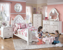 Load image into Gallery viewer, Exquisite - White - 4 Pc. - Dresser, French Style Mirror, Twin Poster Bed