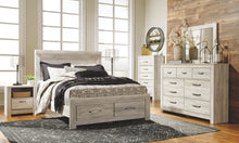 Load image into Gallery viewer, Bellaby - Whitewash - 6 Pc. - Dresser, Mirror, King Platform Bed with 2 Storage Drawers