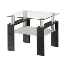 Load image into Gallery viewer, Living Room: Glass Top Occasional Tables - Tempered Glass End Table With Shelf Black