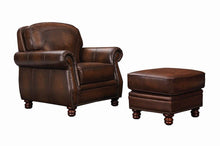 Load image into Gallery viewer, Montbrook Collection - Hand Rubbed Brown - Montbrook Nailheads Ottoman Hand Rubbed Brown