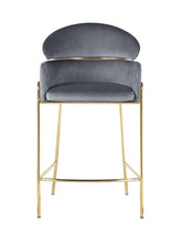 Load image into Gallery viewer, Grey - Arched Back Counter Height Stool Grey And Brass