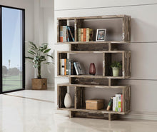 Load image into Gallery viewer, Home Office : Bookcases - 3-tier Geometric Bookcase Salvaged Cabin
