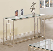 Load image into Gallery viewer, Living Room: Glass Top Occasional Tables - Occasional Contemporary Nickel Sofa Table