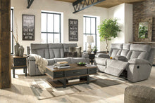 Load image into Gallery viewer, Mitchiner - Fog - 5 Pc. - Reclining Sofa with Drop Down Table, Double Reclining Loveseat with Console, Stanah Lift Top Cocktail Table, End Table, Chair Side End Table