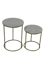 Load image into Gallery viewer, 2-piece Round Marble Top Nesting Tables White And Gold