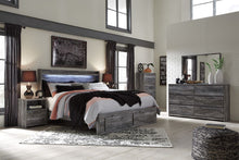 Load image into Gallery viewer, Baystorm - Gray - 6 Pc. - Dresser, Mirror, King Panel Bed with 2 Storage Drawers