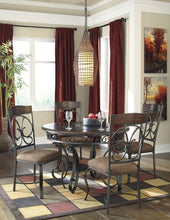 Load image into Gallery viewer, Glambrey - Brown - 5 Pc. - Round Dining Room Table, 4 Upholstered Side Chairs